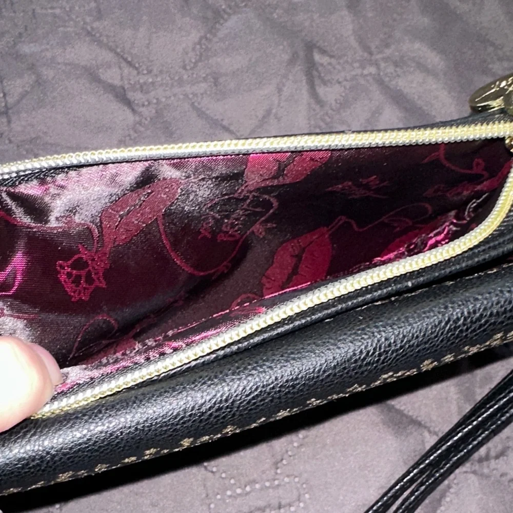 Betsey Johnson Wallet - Black With Gold Stars